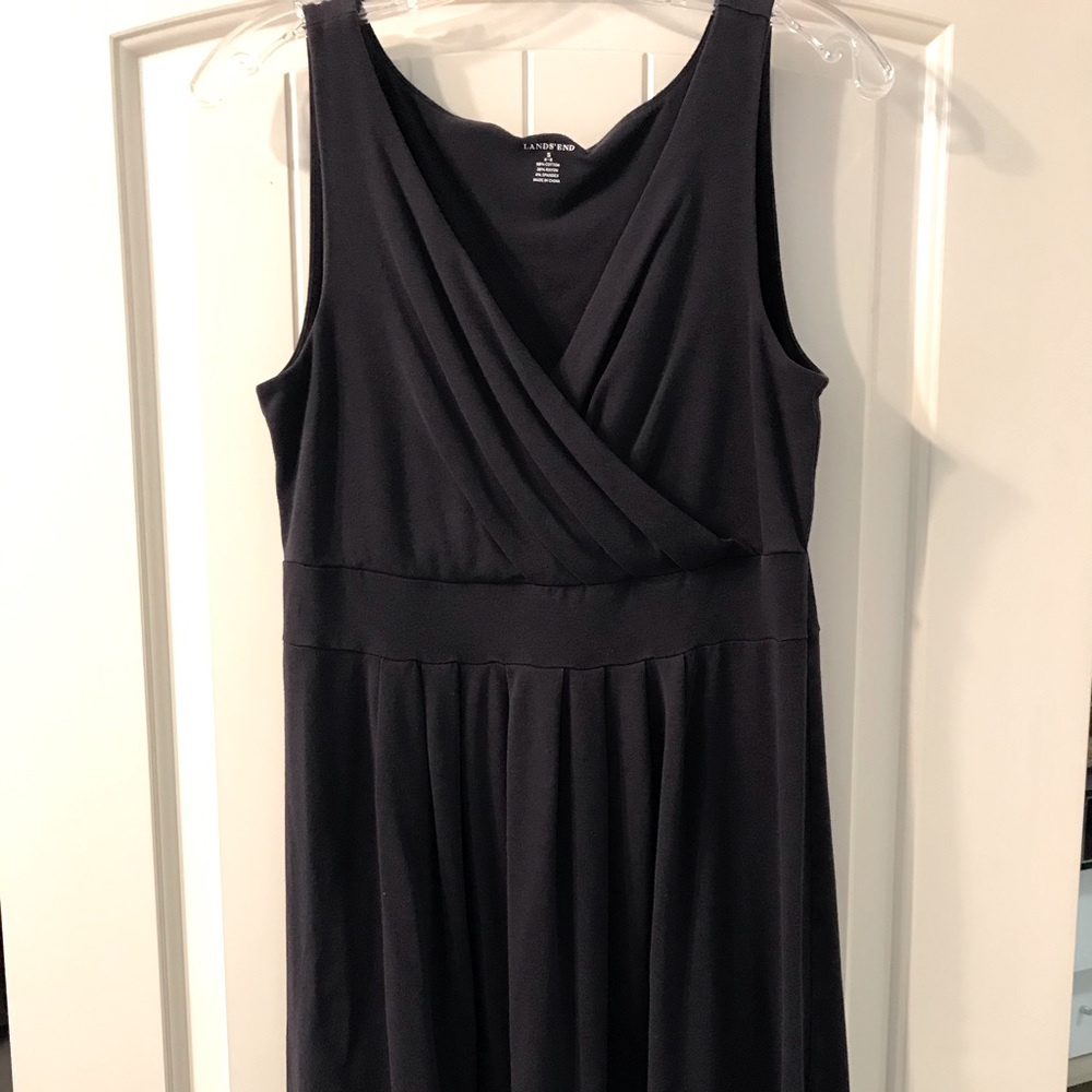 Navy blue sleeveless knit dress